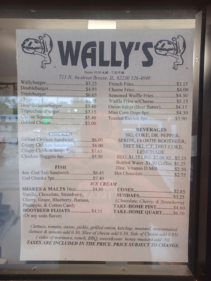 Wally's Drive-In Menu - Image 1